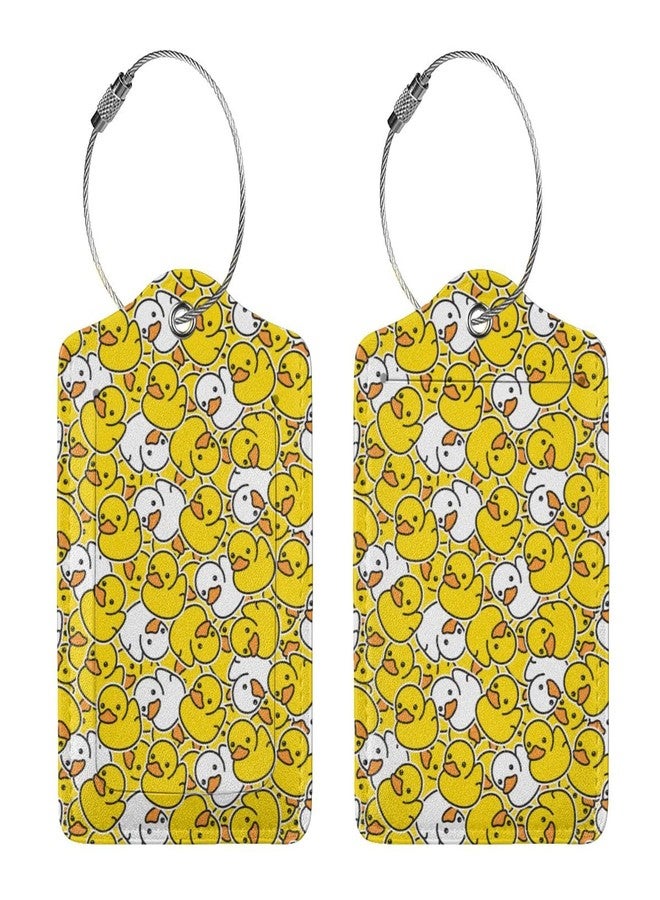 Vridoyt 2 Pcs Cute Cartoon Rubber Ducky Luggage Tag for Suitcase,Identifiers Privacy Cover ID Label with Steel Loop, Duck Tags Gift for Men Women Boy Girl - Image 1